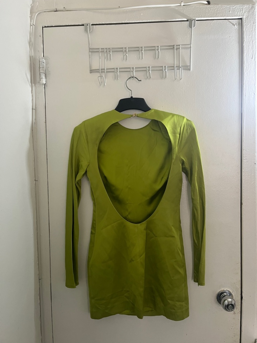 Mango Fitted Long-Sleeve Lime Green Sheath Dress - Picture 7 of 16